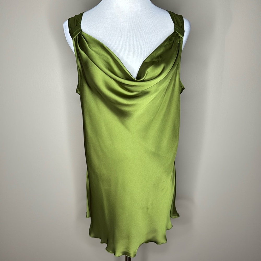 Spence womens sleeveless cowl neck tank top blouse olive green size L.